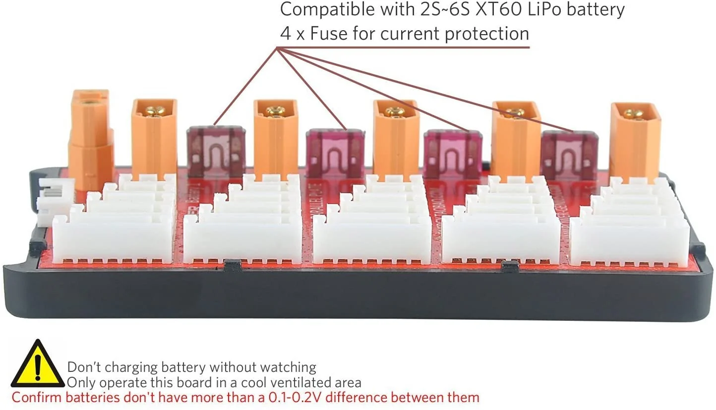XT60 Fused Parallel Charging Board 2 to 6S JST-XH with 6s Balance Lead - Image 2