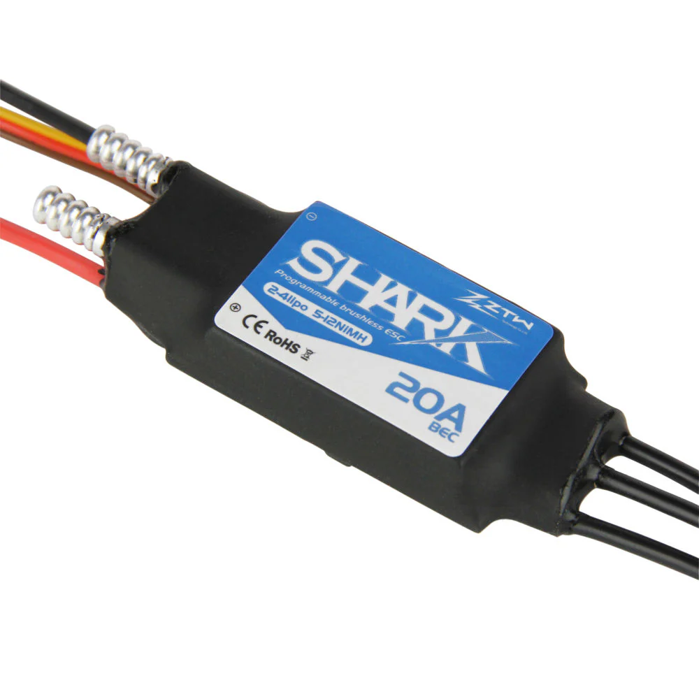 ZTW Shark Marine 20A BEC ESC (2-4 LiPo) (Water-cooled) ZTW9020101 Stock Take Clearance